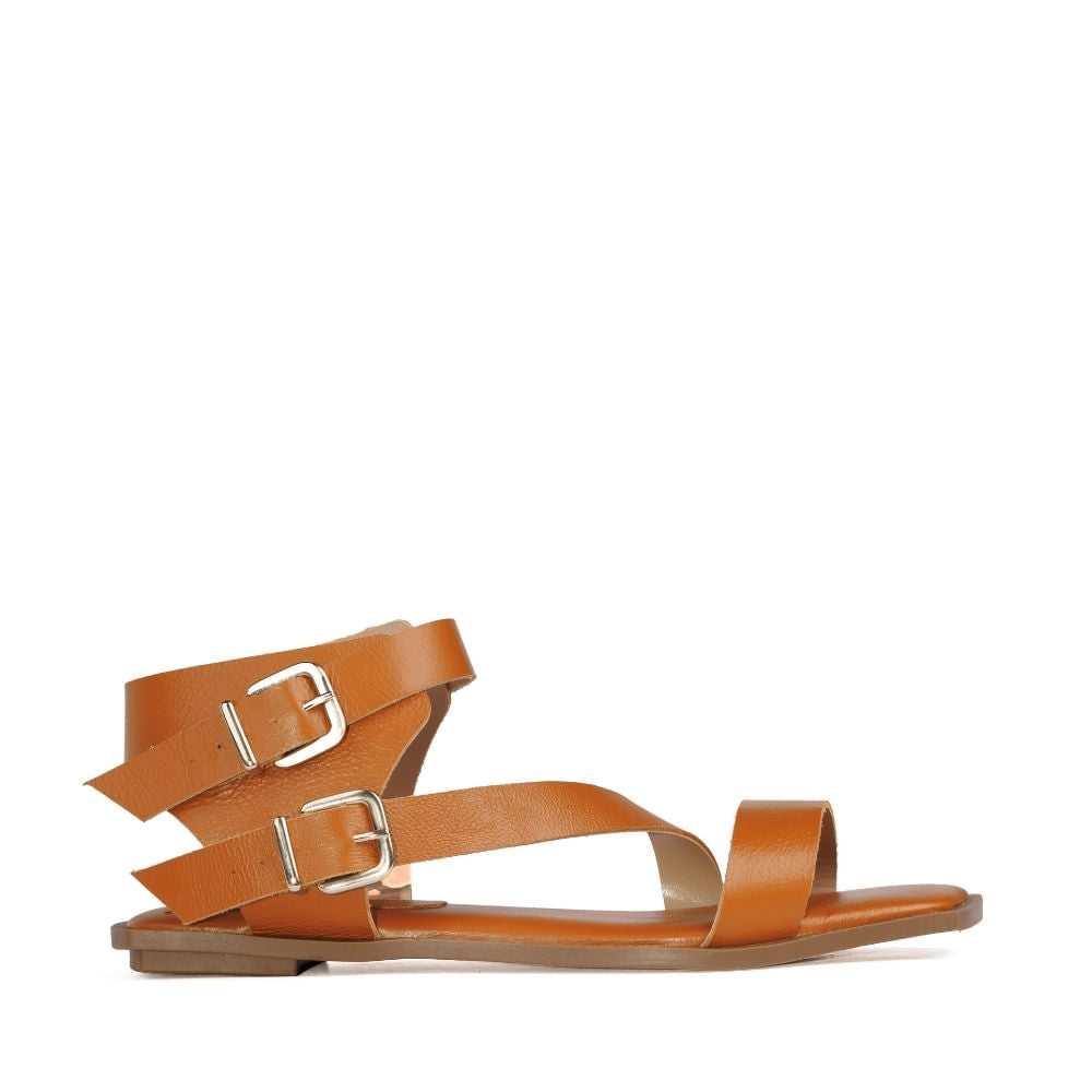 Sandalia Pagu Couro Adô Cor Mel Honey