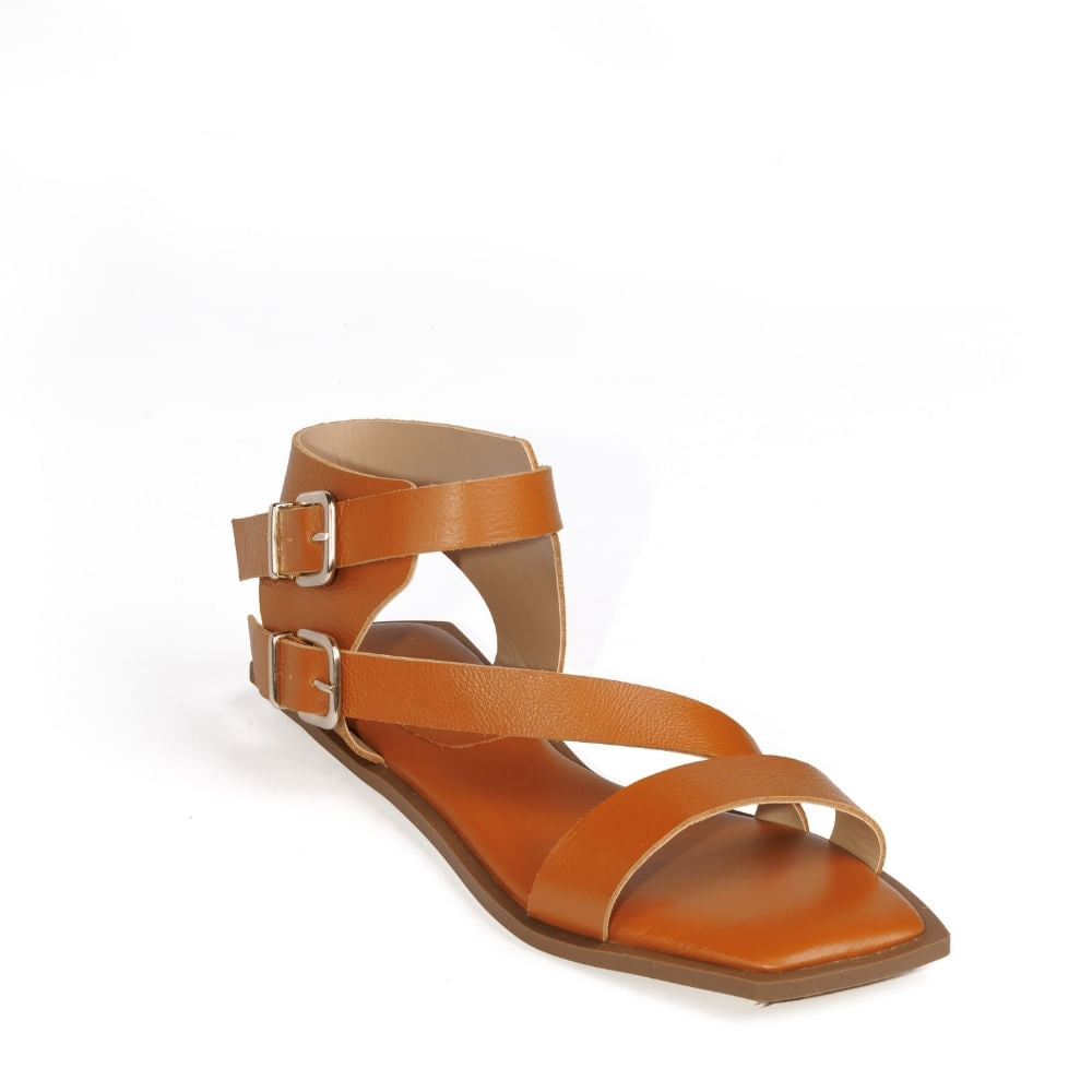 Sandalia Pagu Couro Adô Cor Mel Honey
