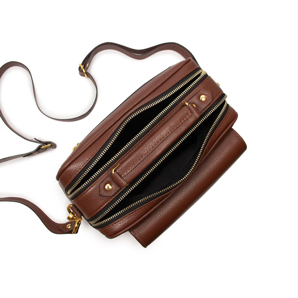 Bolsa Brick Media Couro Adô Cor Marrom Cacau