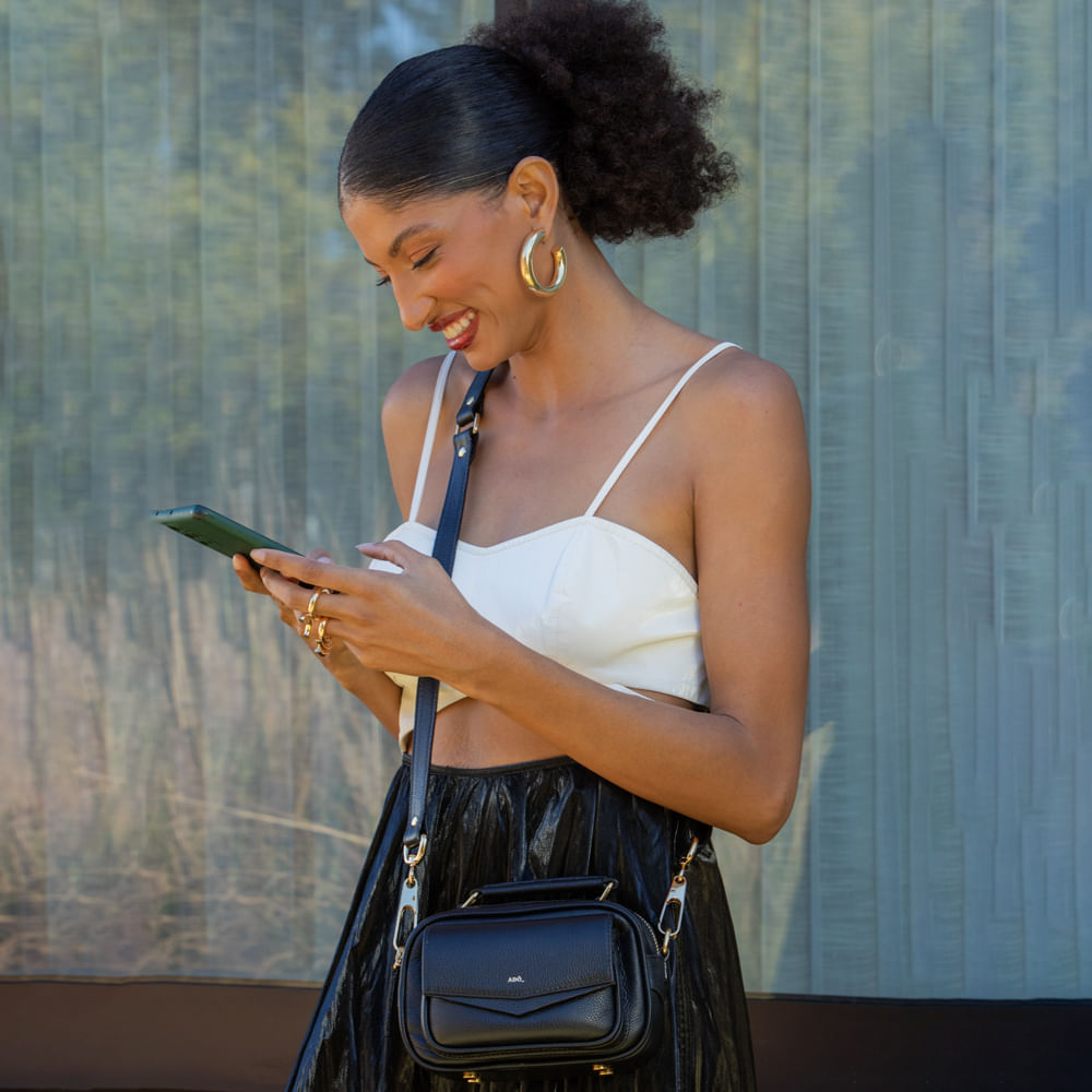 Bolsa Brick Mini Couro Adô Cor Preto