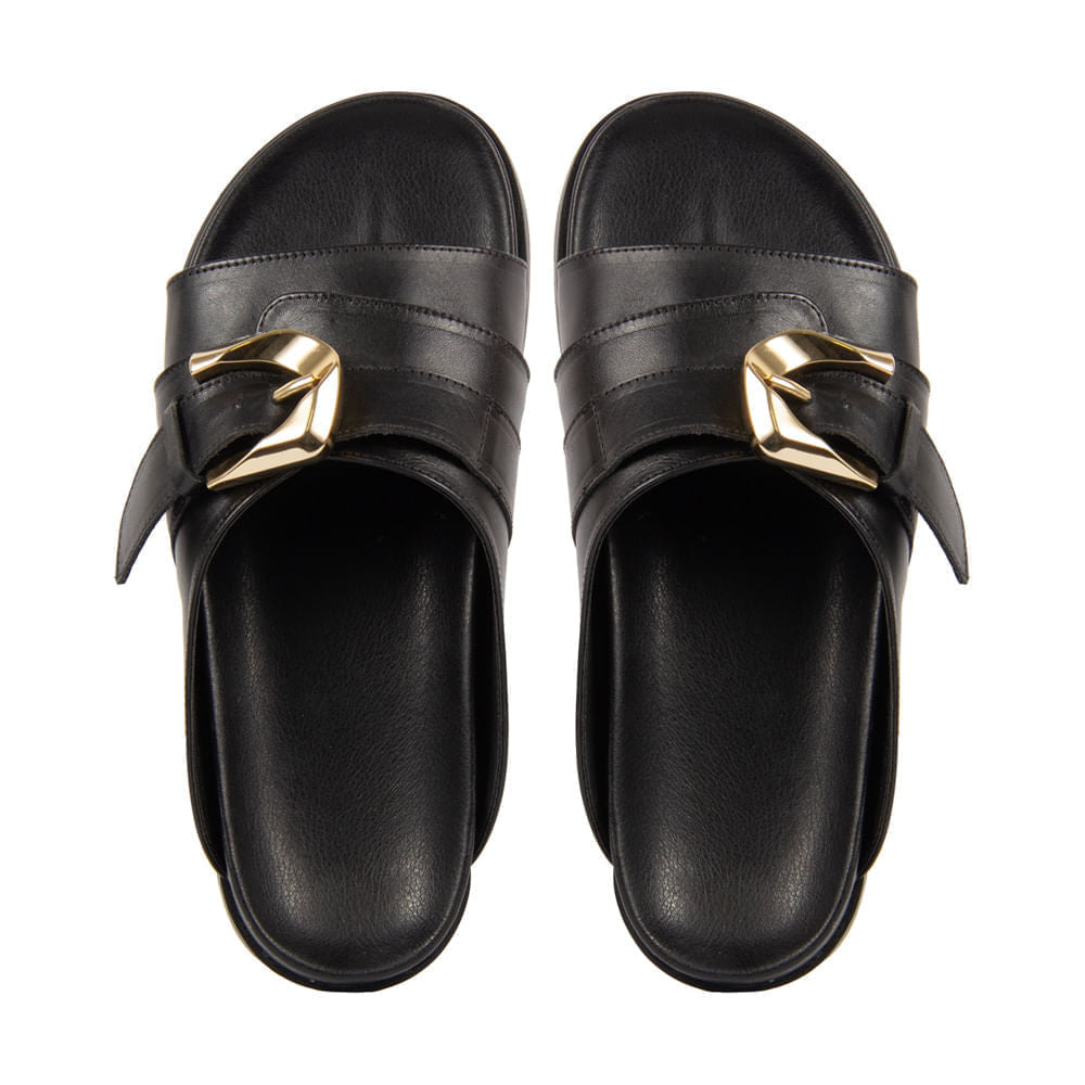 Sandália Birken Biona Couro Adô Cor Preto