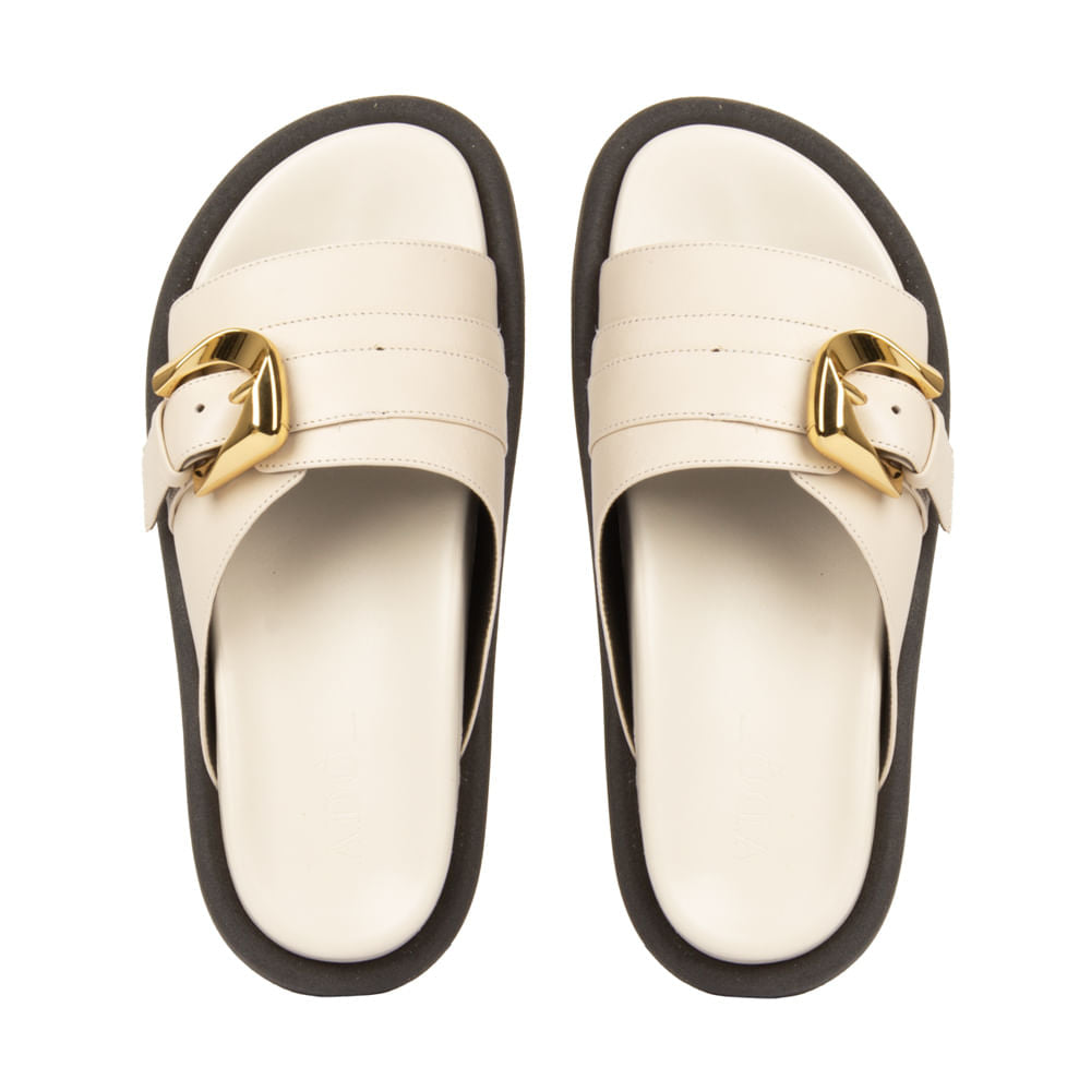 Sandália Birken Biona Couro Adô Cor Branco Latte