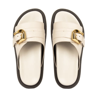 Sandália Birken Biona Couro Adô Cor Branco Latte