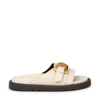 Sandália Birken Biona Couro Adô Cor Branco Latte