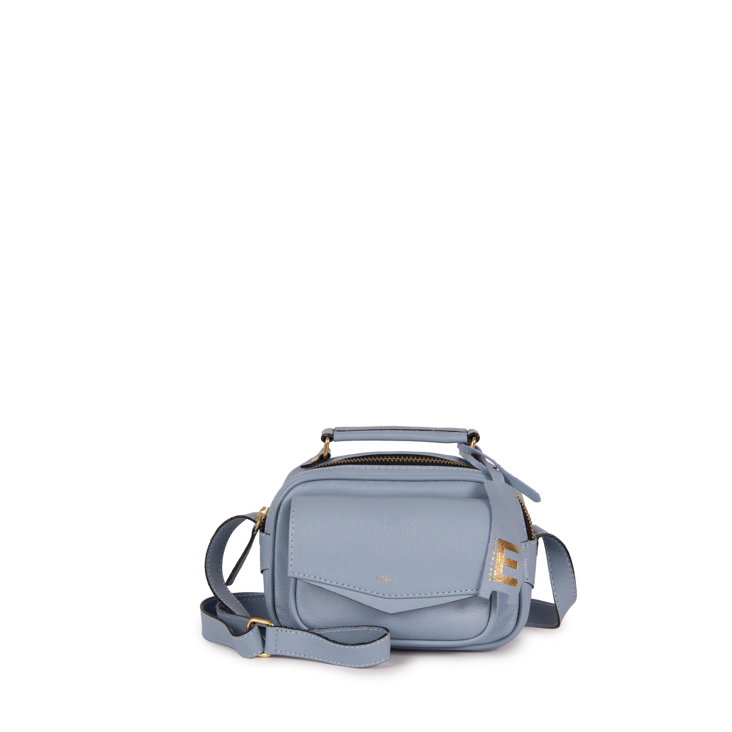 Bolsa Brick E Mini Couro Adô Cor Azul Glacial