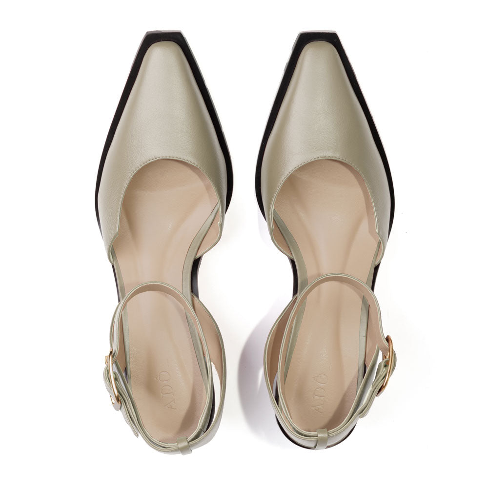 Scarpin Lygia Couro Adô Cor Cinza Fendi