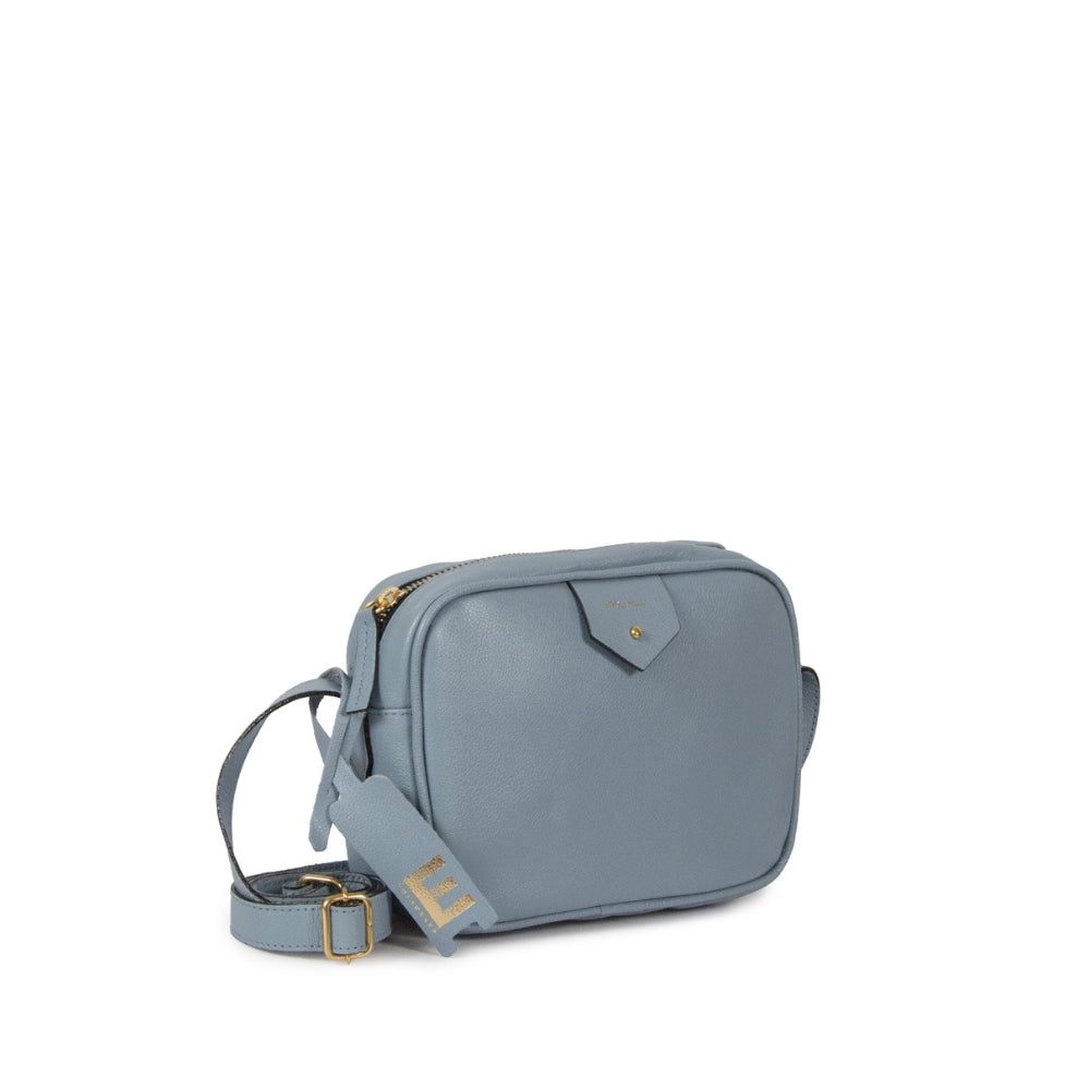 Bolsa Cla e Pequena Couro Adô Cor Azul Glacial