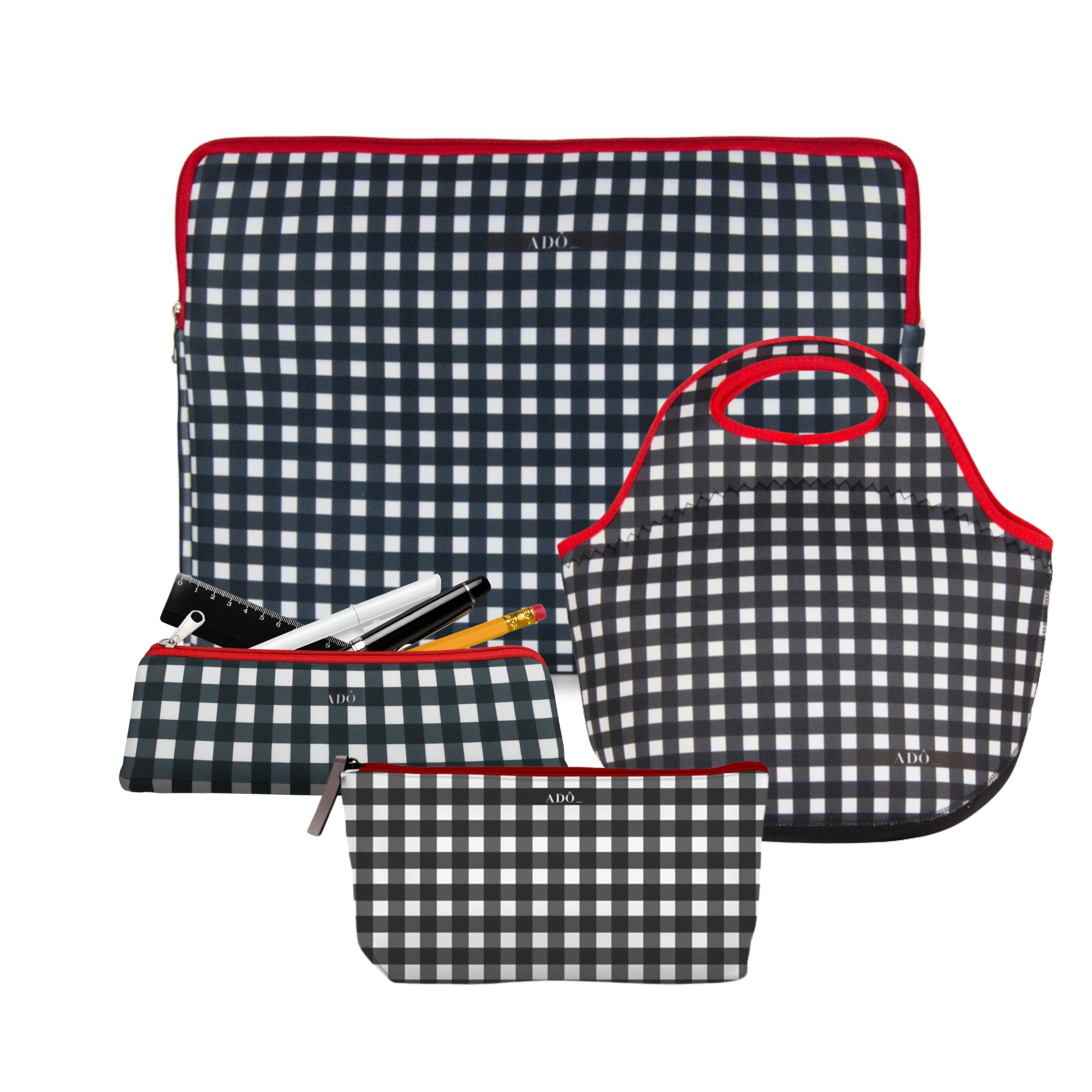 Kit Vichy Completo Case Notebook 15.6" + Estojo + Lancheira + Necessaire