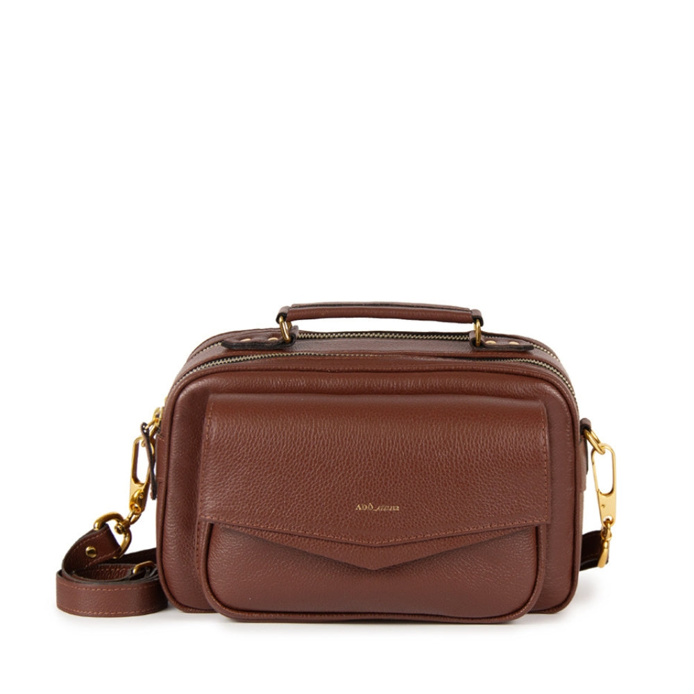 Bolsa Brick Media Couro Adô Cor Marrom Cacau