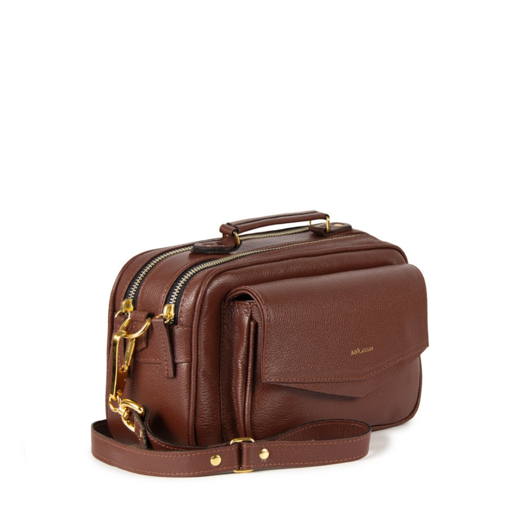 Bolsa Brick Media Couro Adô Cor Marrom Cacau