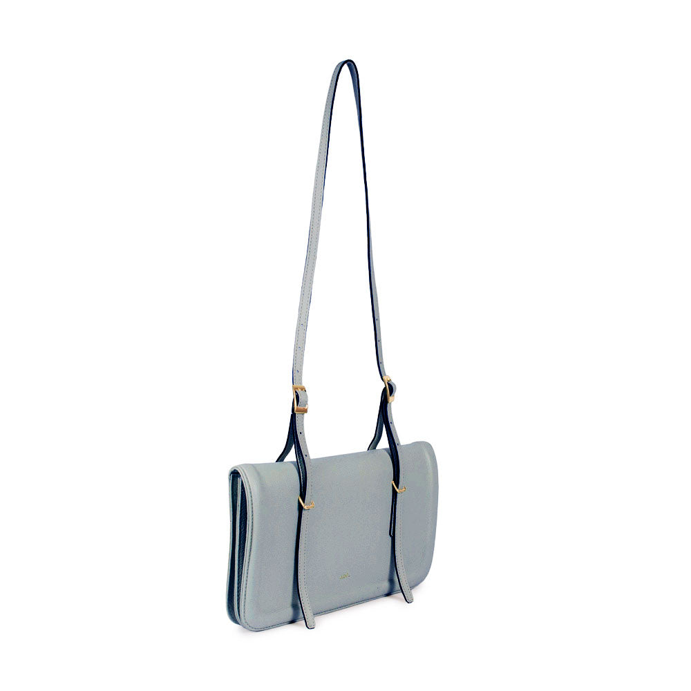 Bolsa Envelope Couro Adô Cor Azul Glacial