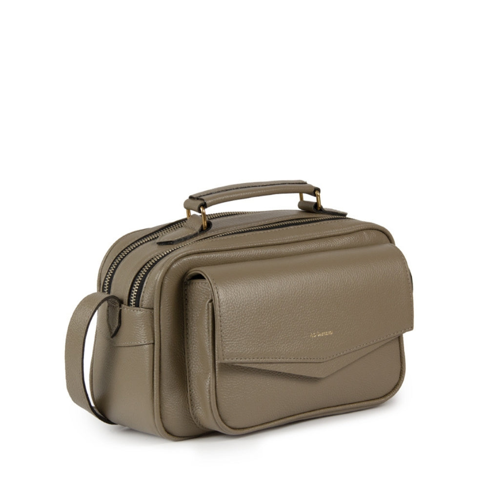 Bolsa Brick E Media Couro Adô Cor Cinza Fendi