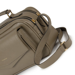 Bolsa Brick E Media Couro Adô Cor Cinza Fendi