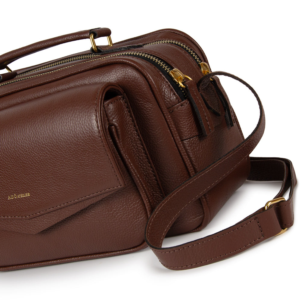 Bolsa Brick E Media Couro Adô Cor Marrom Cacau