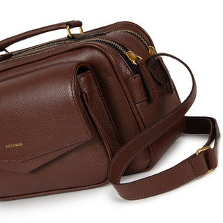 Bolsa Brick E Media Couro Adô Cor Marrom Cacau