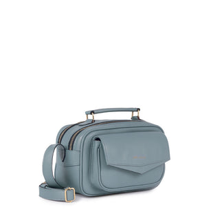 Bolsa Brick E Pequena Couro Adô Cor Azul Glacial