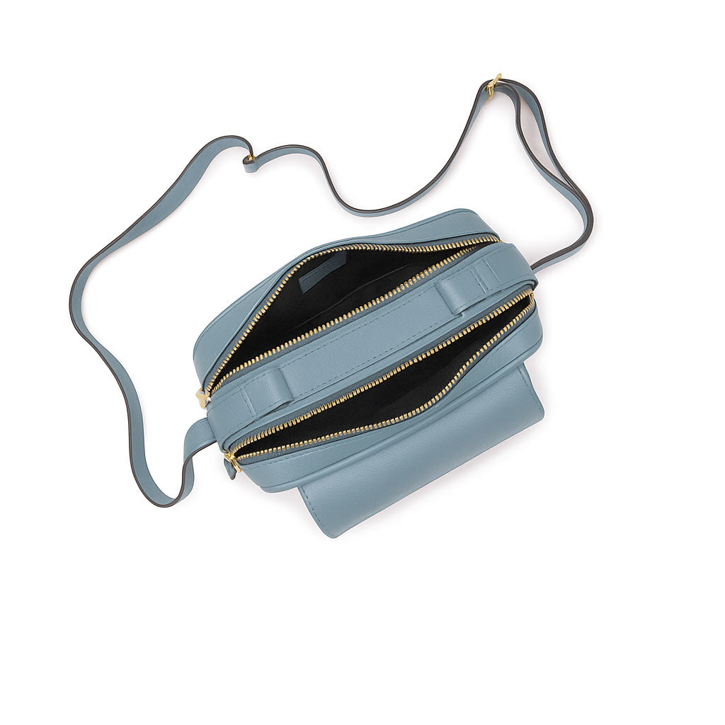 Bolsa Brick E Pequena Couro Adô Cor Azul Glacial