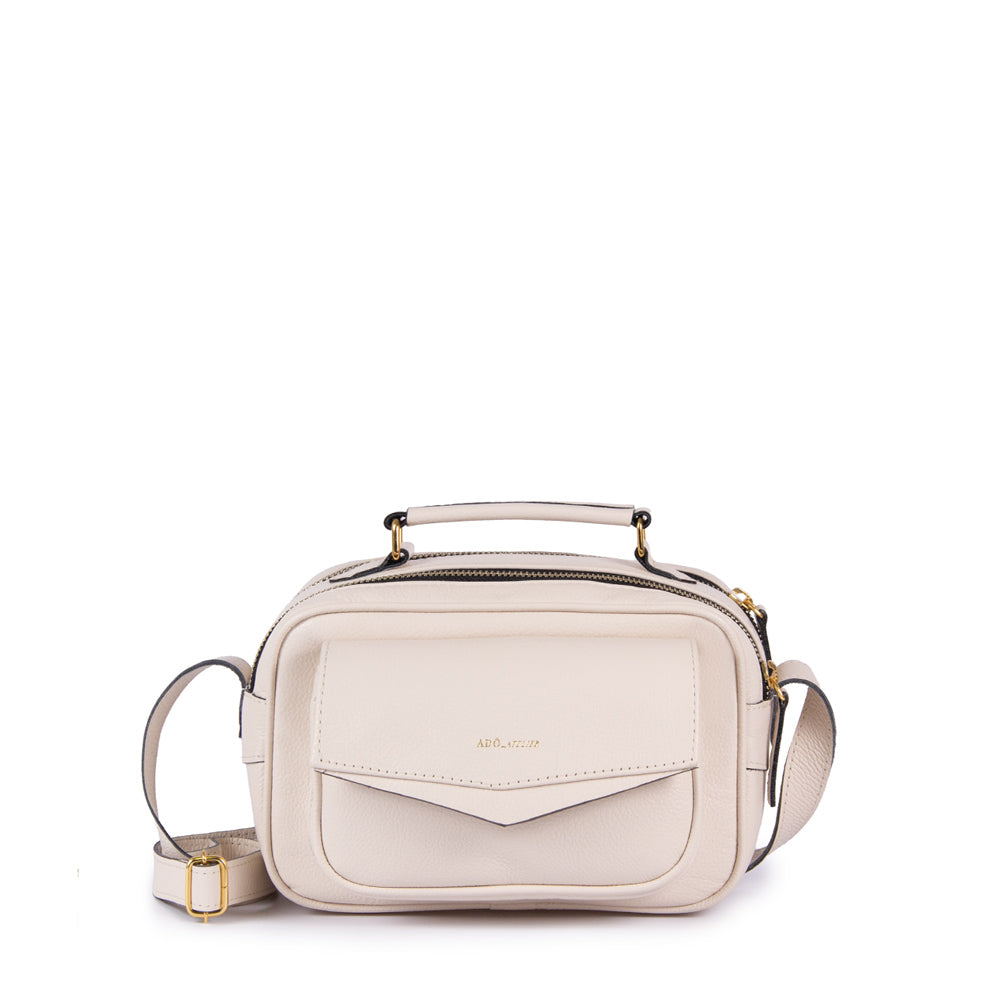 Bolsa Brick E Pequena Couro Adô Cor Branco Latte