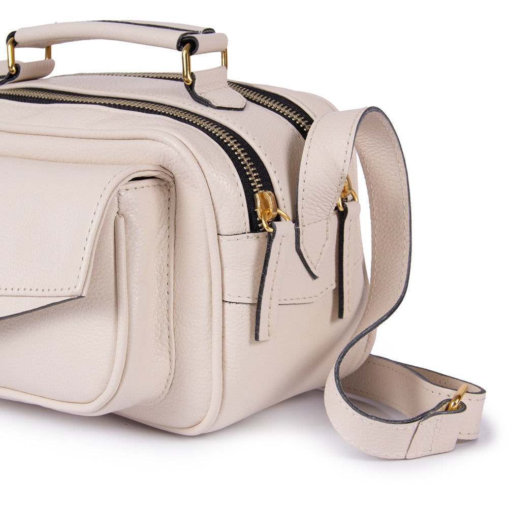 Bolsa Brick E Pequena Couro Adô Cor Branco Latte