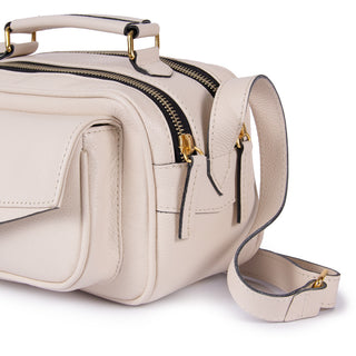 Bolsa Brick E Pequena Couro Adô Cor Branco Latte