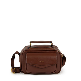 Bolsa Brick E Pequena Couro Adô Cor Marrom Cacau