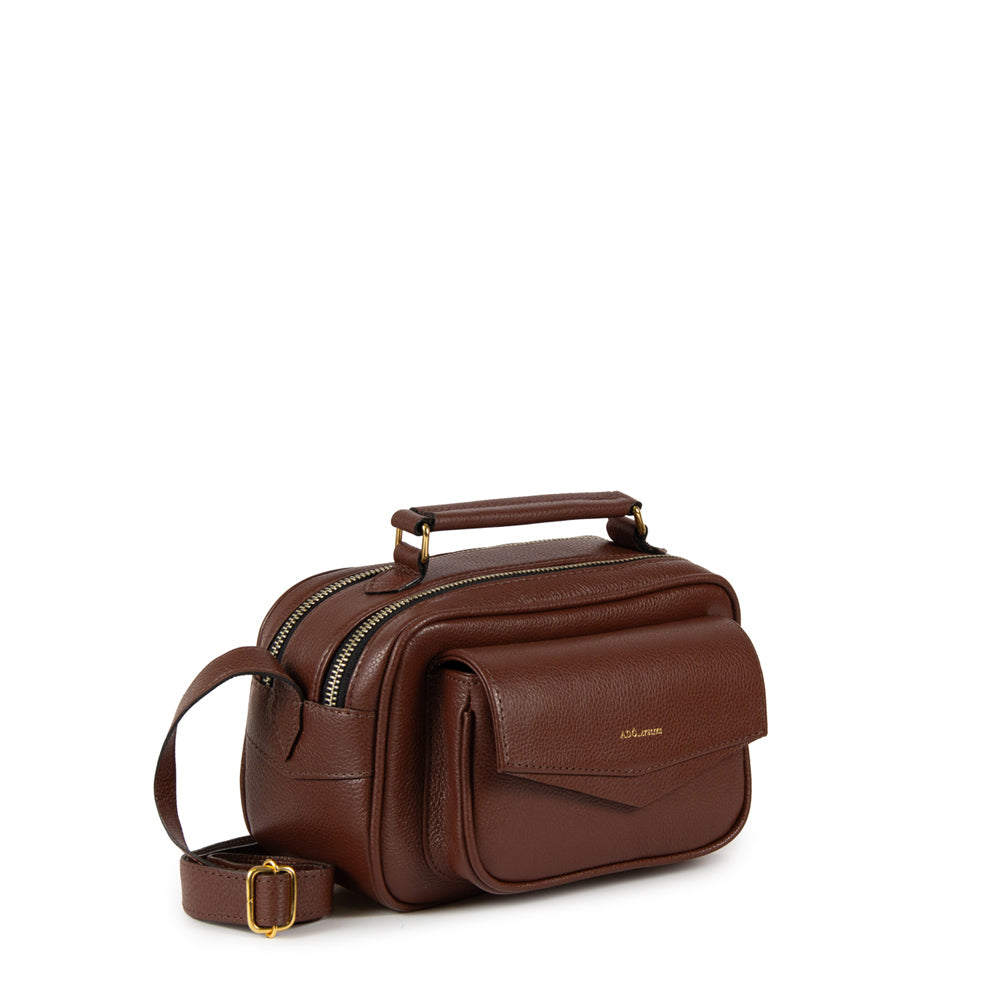 Bolsa Brick E Pequena Couro Adô Cor Marrom Cacau