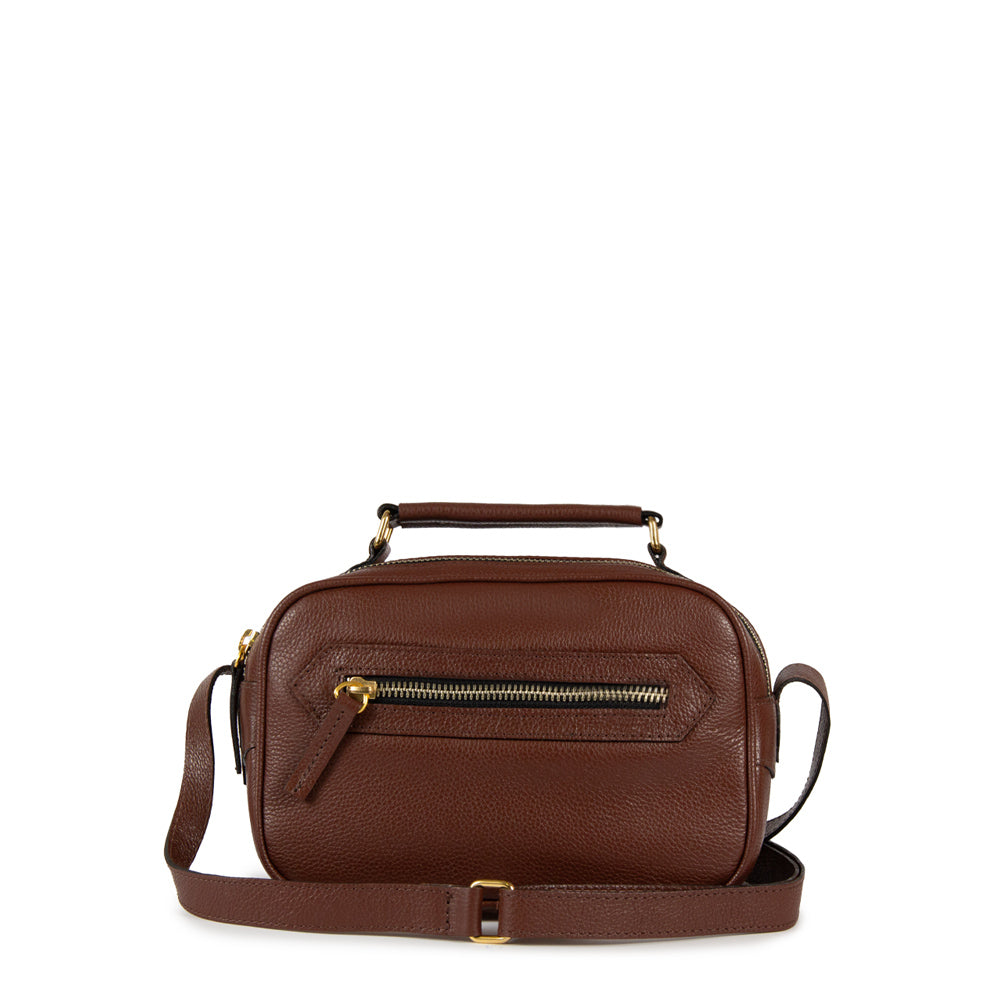 Bolsa Brick E Pequena Couro Adô Cor Marrom Cacau