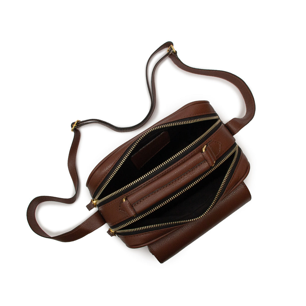 Bolsa Brick E Pequena Couro Adô Cor Marrom Cacau