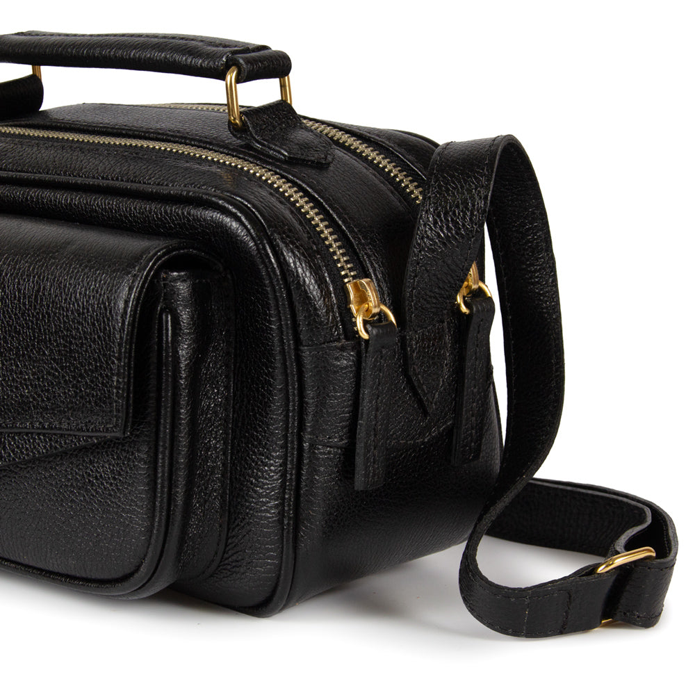 Bolsa Brick E Pequena Couro Adô Cor Preto