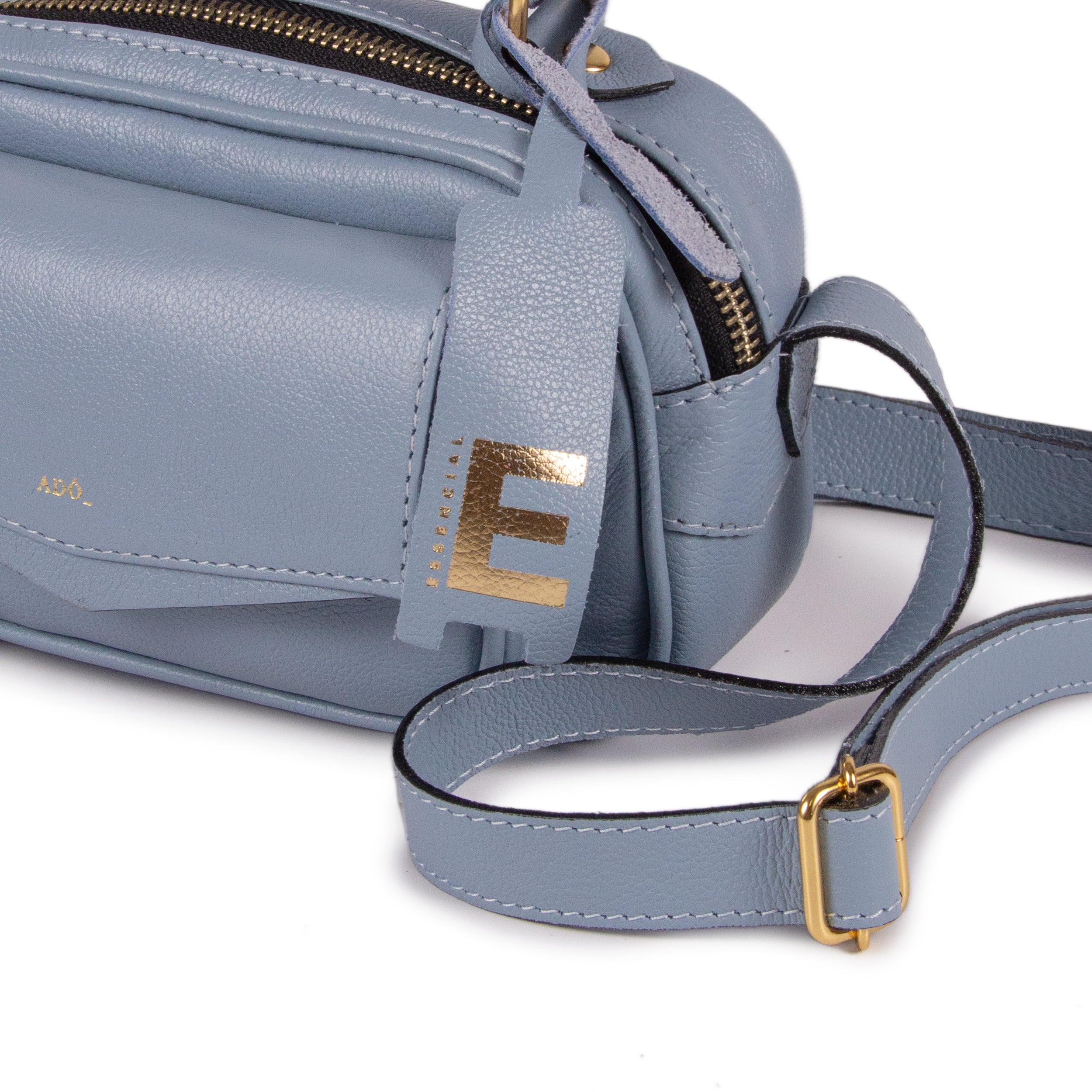 Bolsa Brick E Mini Couro Adô Cor Azul Glacial