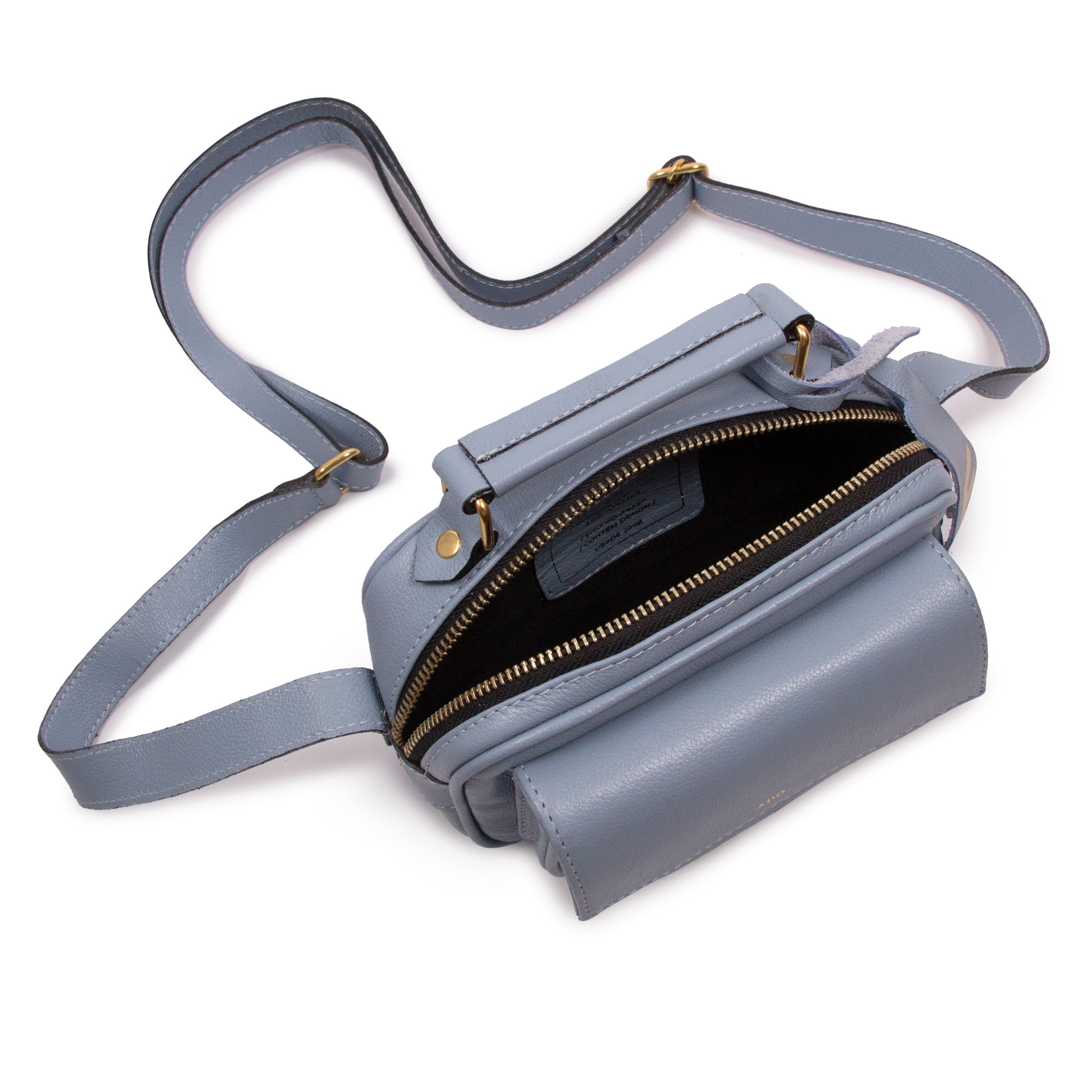 Bolsa Brick E Mini Couro Adô Cor Azul Glacial