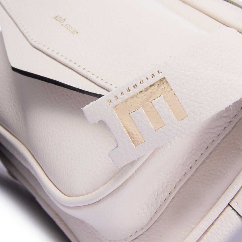 Bolsa Brick E Pequena Couro Adô Cor Branco Latte