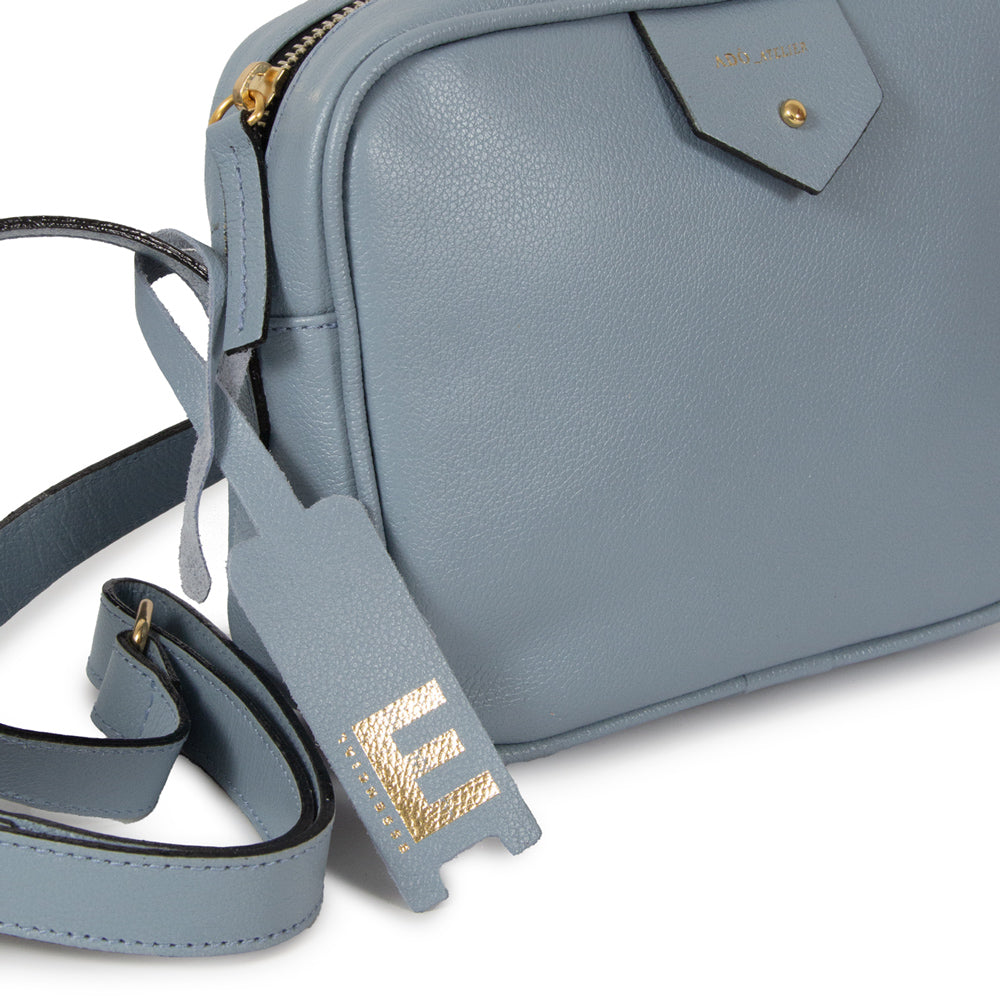 Bolsa Cla e Pequena Couro Adô Cor Azul Glacial