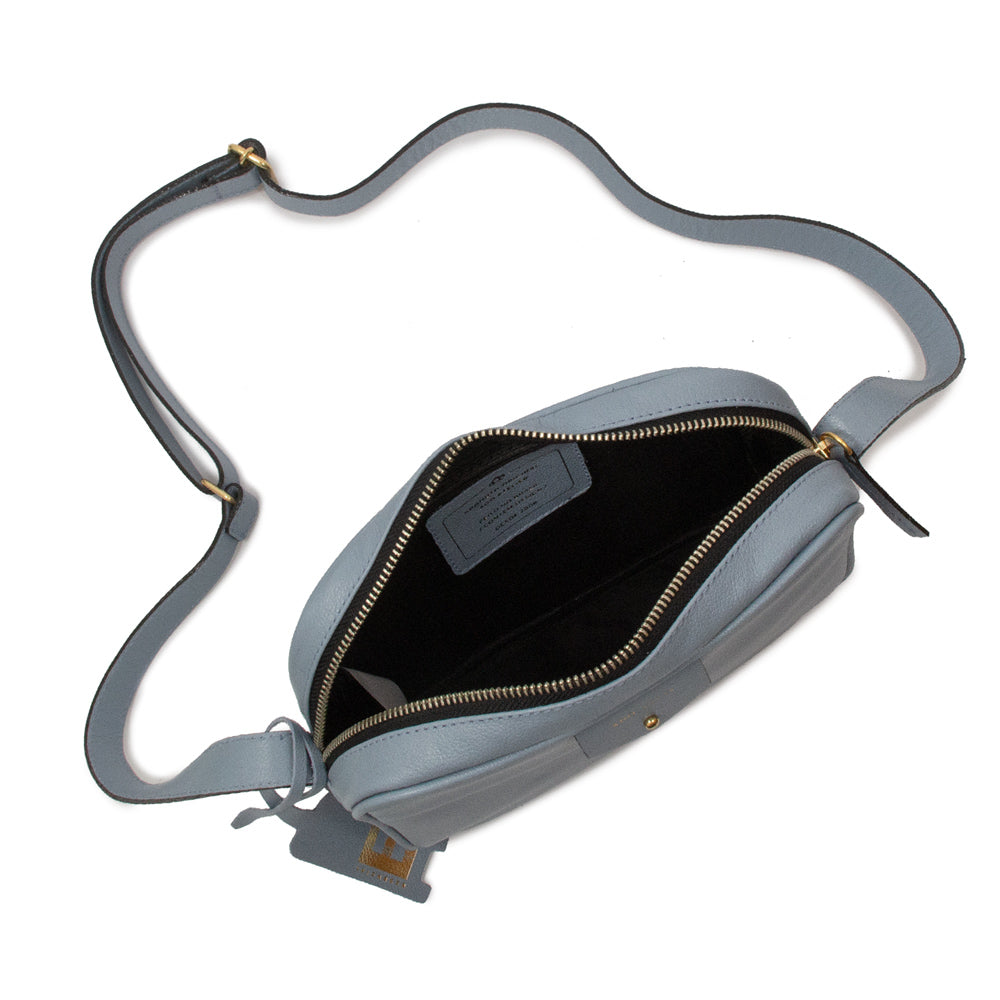 Bolsa Cla e Pequena Couro Adô Cor Azul Glacial