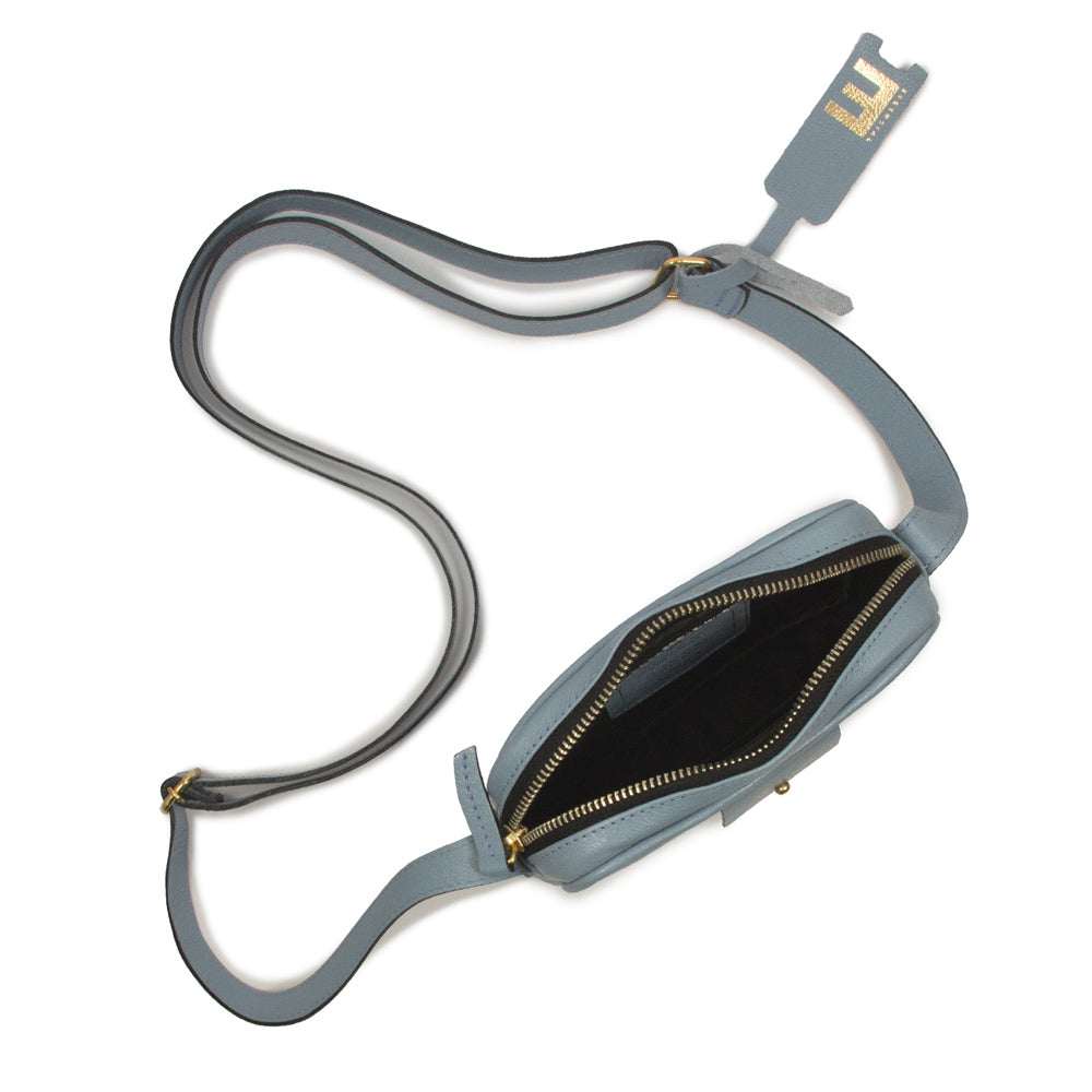 Bolsa Cla Mini e Couro Adô Cor Azul Glacial