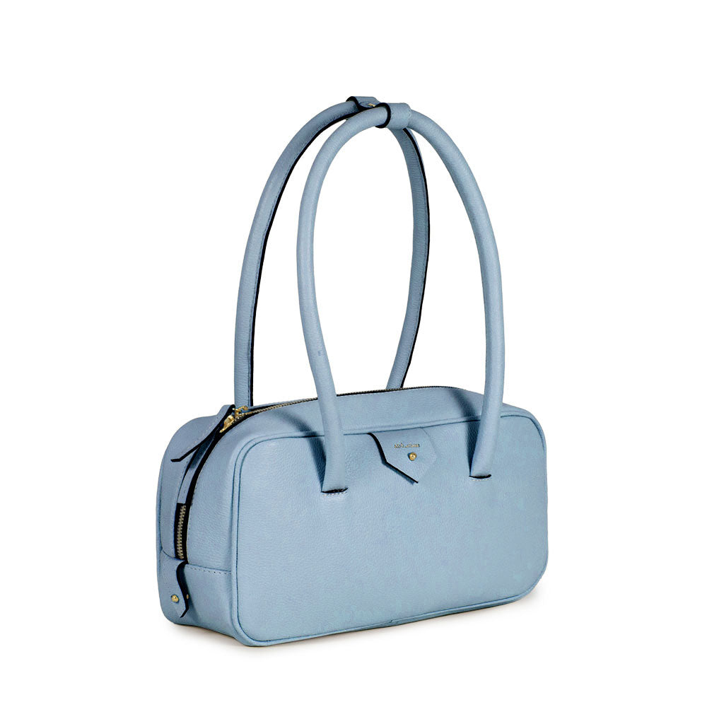 Bolsa Cla Baguete Couro Adô Cor Azul Glacial