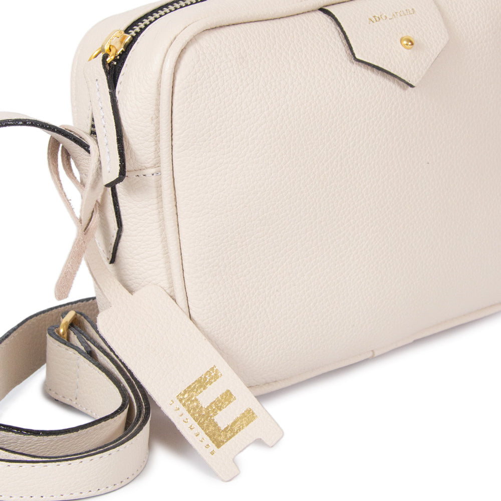 Bolsa Cla e Pequena Couro Adô Cor Branco Latte
