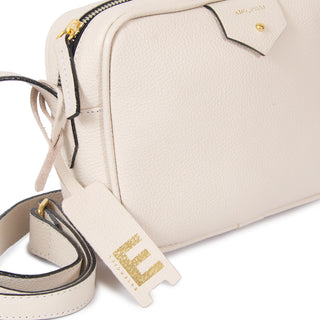 Bolsa Cla e Pequena Couro Adô Cor Branco Latte