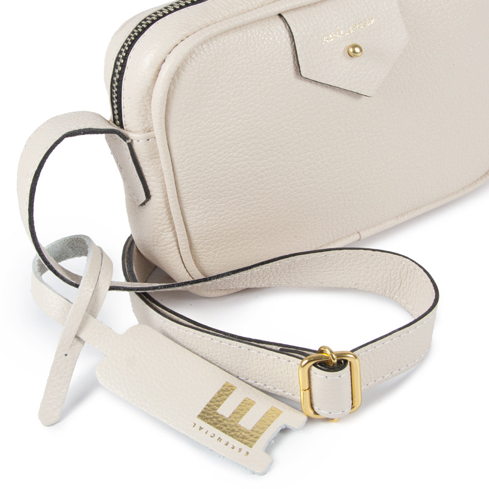 Bolsa Cla Mini e Couro Adô Cor Branco Latte