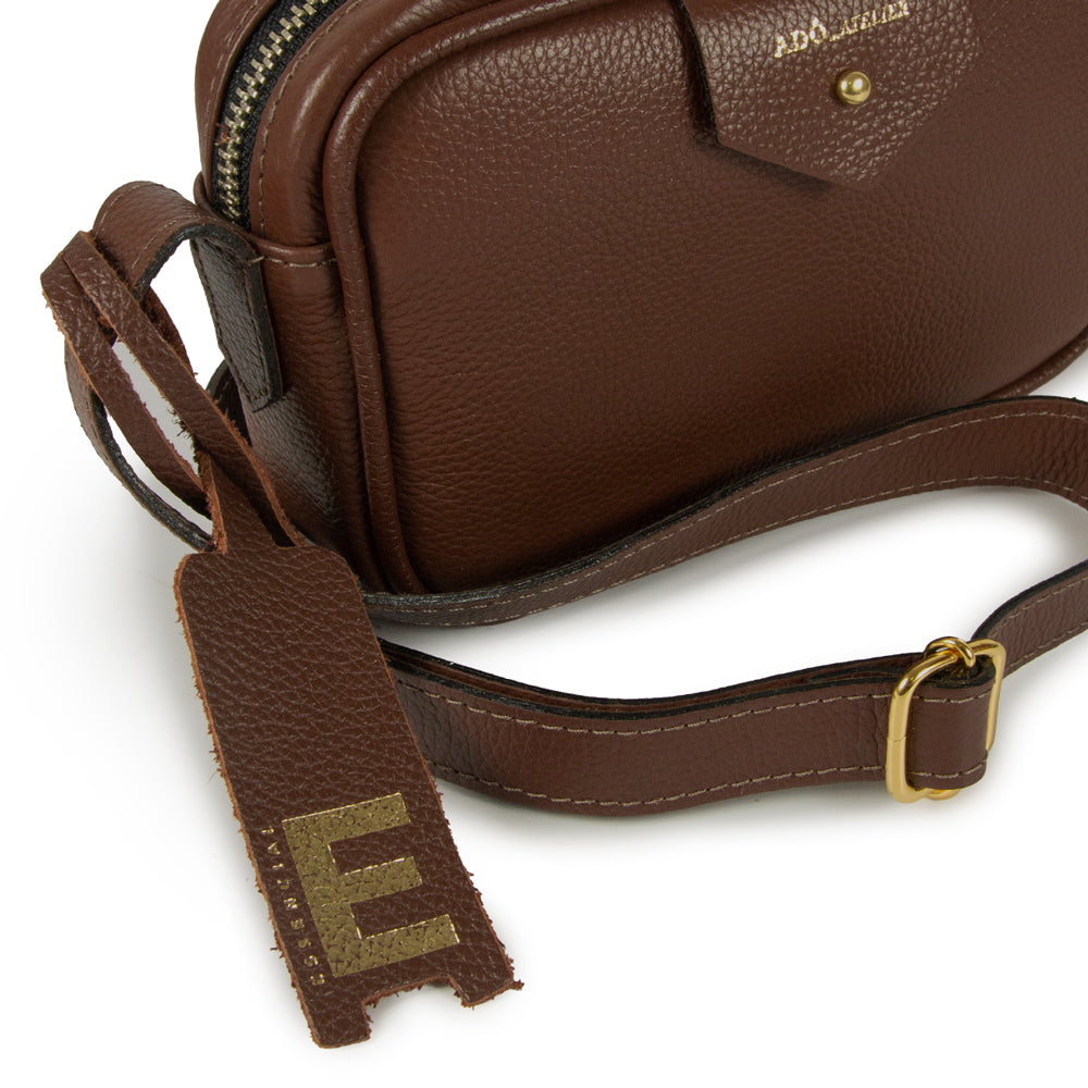 Bolsa Cla Mini e Couro Adô Cor Marrom Cacau