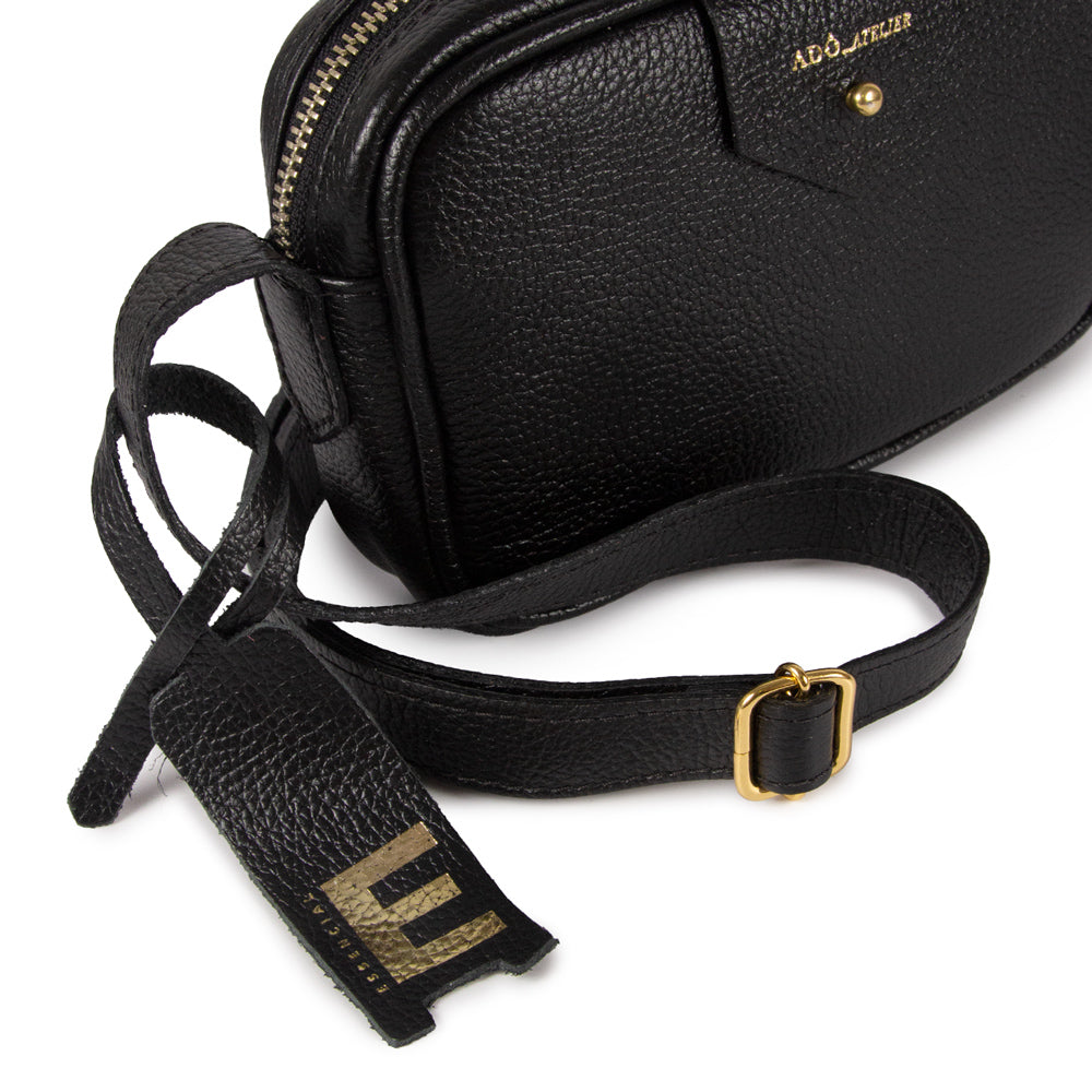 Bolsa Cla Mini e Couro Adô Cor Preto
