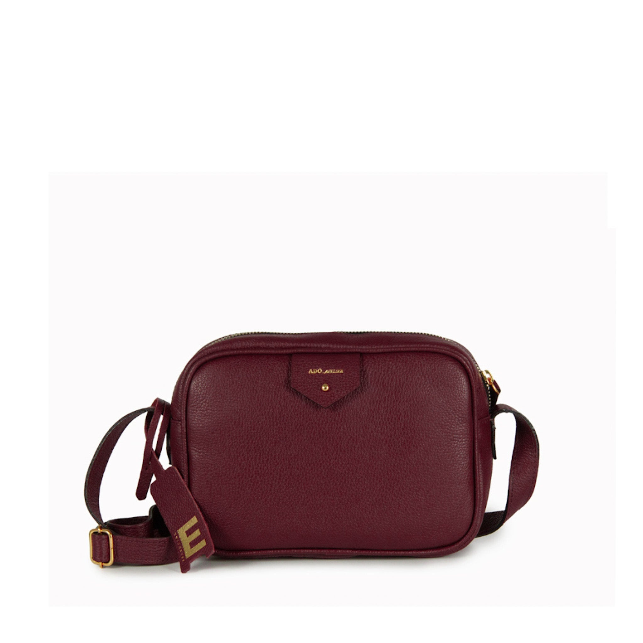 Bolsa Cla e Pequena Couro Adô Cor Framboesa