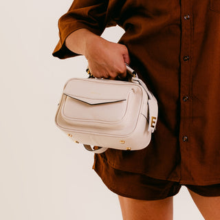 Bolsa Brick E Pequena Couro Adô Cor Branco Latte