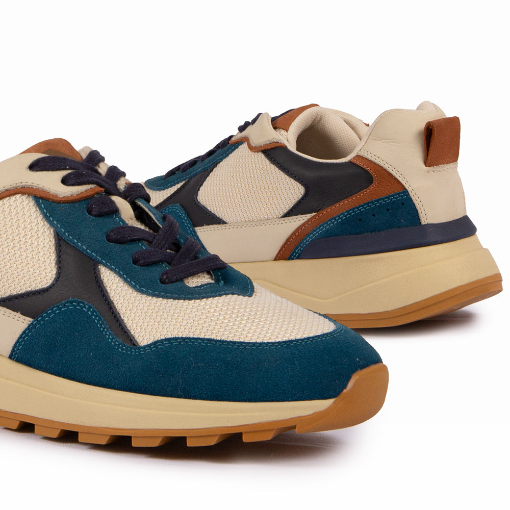 Tênis Zuzu Couro Adô Cor Azul Petroleo