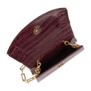 Clutch ara Croco Couro Adô Cor Croco Framboesa