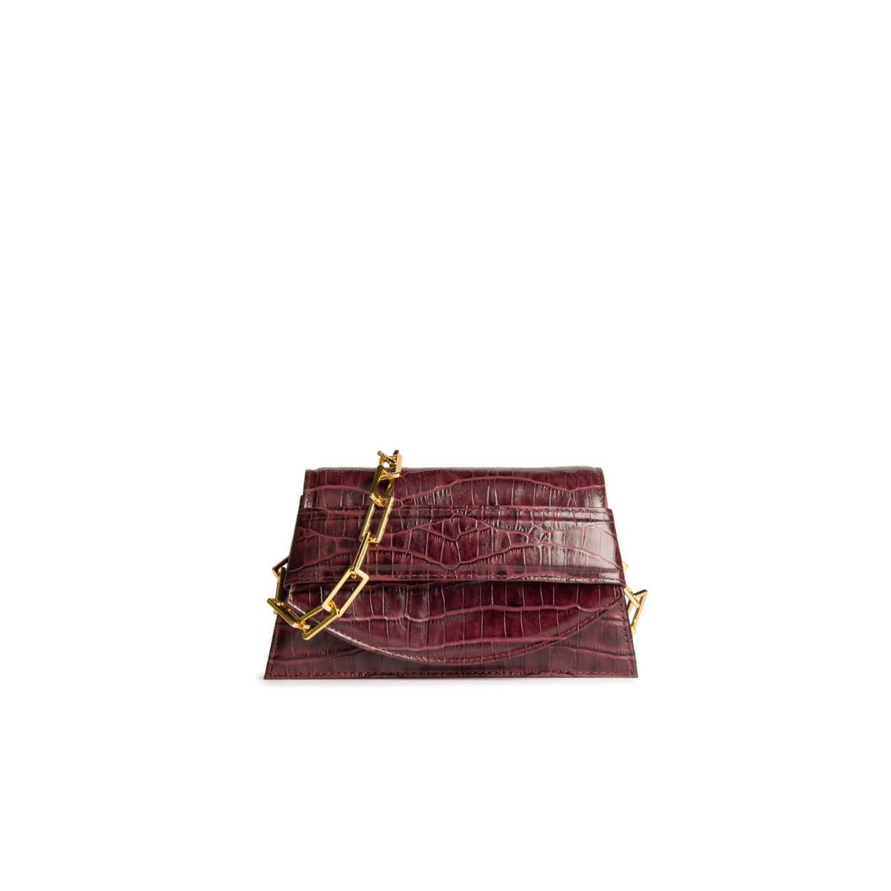 Clutch ara Croco Couro Adô Cor Croco Framboesa