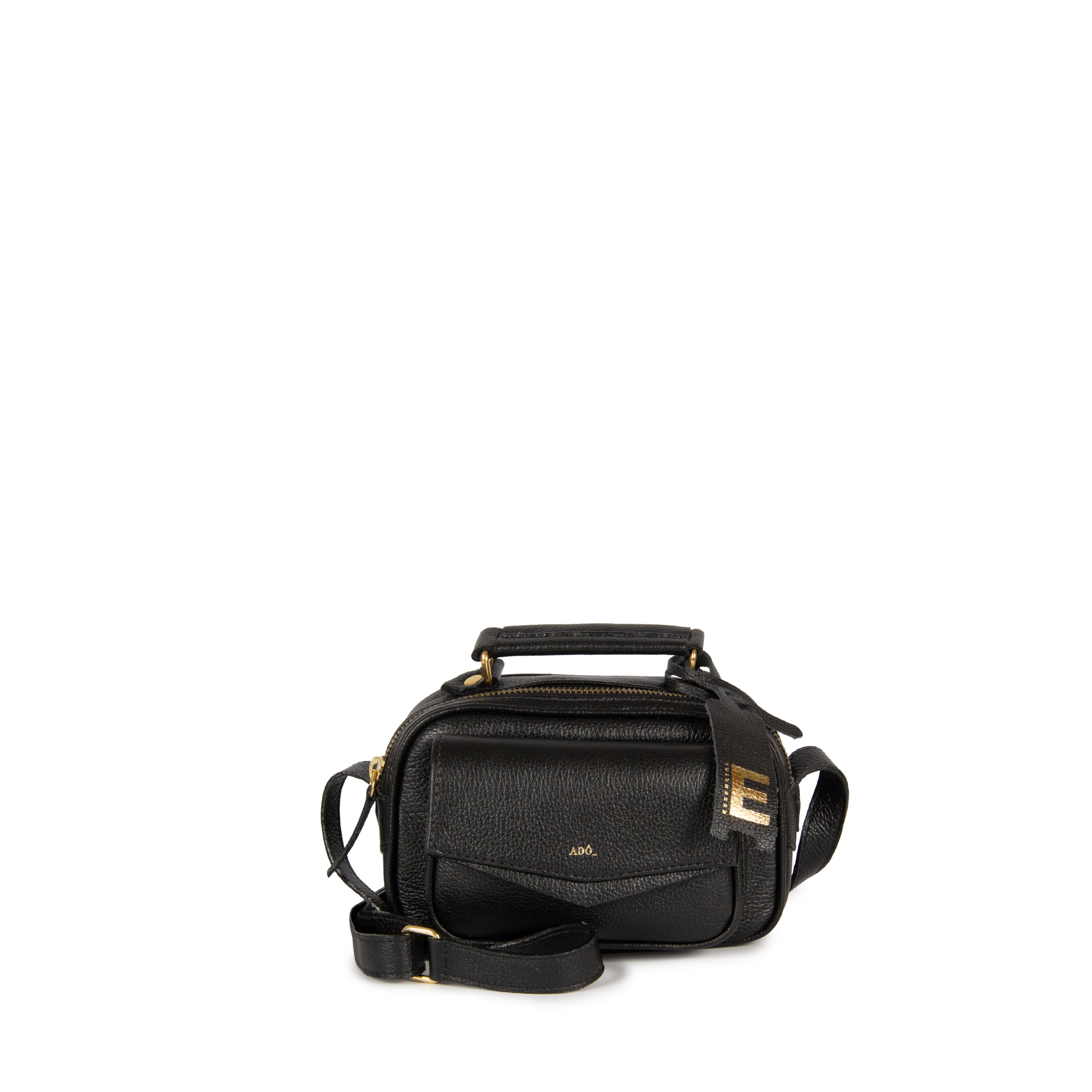 BOLSA BRICK E MINI COURO ADÔ COR PRETO