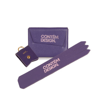 KIT PORTA FIO + MARCADOR DE PÁGINA + PORTA CARTÃO DOBRA VIOLETA