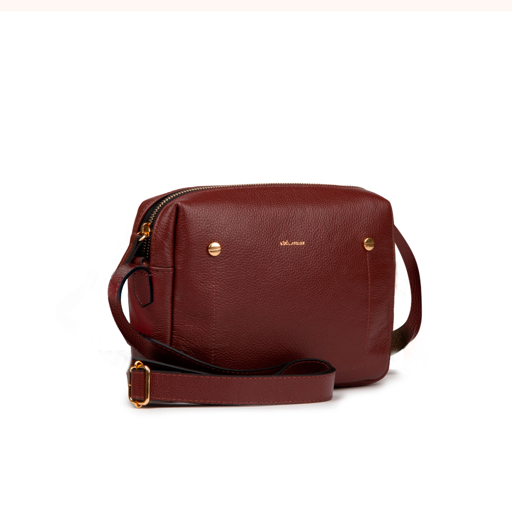 Bolsa Block E Couro Adô Cor Framboesa