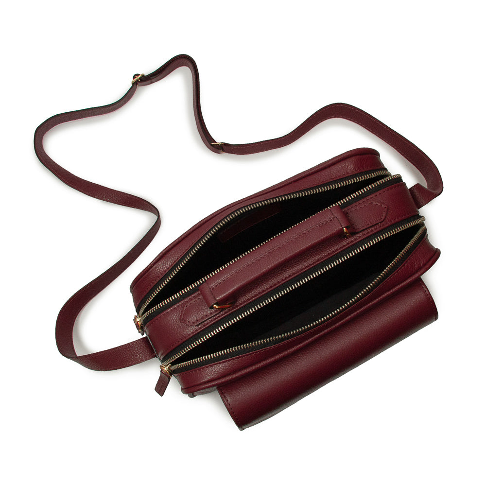 BOLSA BRICK E - MEDIA COURO ADÔ COR FRAMBOESA